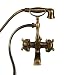 Traditional Wall Mounted Two Clawfoot Handle Tub Shower Faucet Set with Hand Shower, Antique Brass