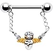 Silver 925 Gold Clear Guardian Angel Nipple Ring MADE WITH SWAROVSKI ELEMENTS