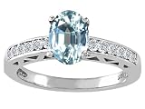 1.62 cttw Genuine Aquamarine and Diamond Solitaire Engagement Ring