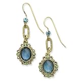 1928 Brass-tone Aqua Green Crystal Drop Earrings