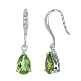 2.50 CT Peridot and Diamond Dangle Earrings In Sterling Silver