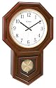 River City Clocks Radio-controlled Schoolhouse Clock with Swinging Pendulum and Cherry Finish - 21 Inches Tall - Model # 801-403C