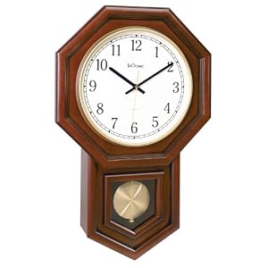 River City Clocks 801-403C 21-Inch Radio-controlled Schoolhouse Clock with Swinging...