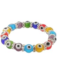 Multicolor Glass Bead Evil Eye Bracelet