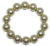 14mm Dyed Champagne Mother of Pearl Beaded Stretch Bracelet, 7