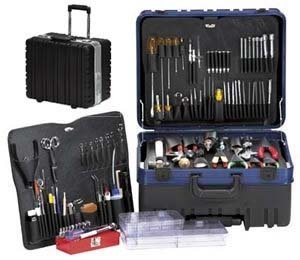 Techni-Tool Tool Kit, Elec Srv Deluxe, Roto, Wheeled, Blk/Slv