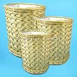3PC Set Round Natural Willow Planter Pot Box Basket w/ Lining