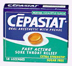 Cepastat Sugar Free Oral Anesthetic Lozenges, Phenol 18