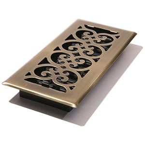 Decor Grates SPH214-A 2-Inch by 14-Inch Scroll Floor Register, Antique Brass