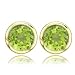 8mm Bezel Round Green Peridot August Gemstone 14k Yellow Gold Stud Earrings