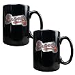 Atlanta Braves MLB 2pc Black Ceramic Mug Set - Primary Logo by Great American Products