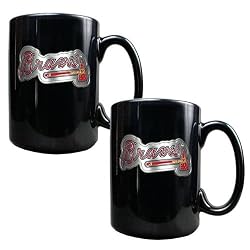 Atlanta Braves MLB 2pc Black Ceramic Mug Set - Primary Logo by Great American Products