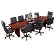 12' Conference Table with Dataports and 10 Leather Chairs