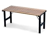 Sitzbank Bank Beistelltisch Granada, Holz+Metall ~ teakfarben