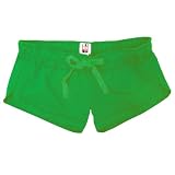 Solid Kelly Green Chrissy Short Novelty Girl Boxers Mini Itty Bitty Fleece Shorts Covered elastic waist, available in 5 adult sizes