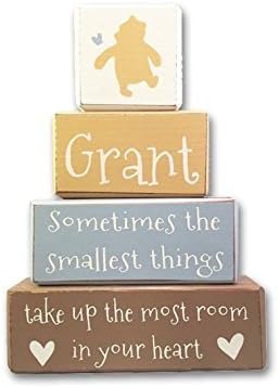 classic winnie the pooh sometimes the smallest things take up the most room in your heart personalized stacking wood blocks block signs wood sign
