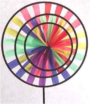 Multicolor Triple Pinwheel Wind Wheel