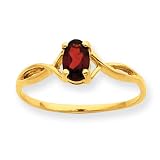 10k Polished Geniune Garnet Birthstone Ring