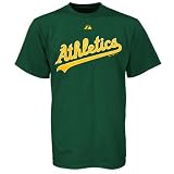 MLB Boys' Oakland Athletics Official Wordmark Short Sleeve Basic Tee by Majestic (Dark Green, X-Large)