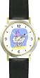 Purple Hippopotamus Ballerina - Ballet Dancer WATCHBUDDY&reg; DELUXE TWO-TONE THEME WATCH - Arabic Numbers - Black Leather Strap-Women's Size-Small