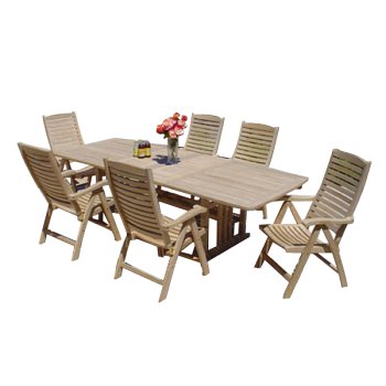 Teak 7 Piece Double Extended Table Set