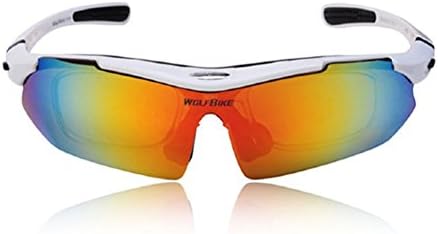 Engadget Zone Outdoor Sports Bicycle Cycling Sun Glasses Polarized Glasses Bike Sunglasses Running Driving Racing Motorcycle Glasses Ski Goggles Eyewear with Exchangeable 5 Lens (White)