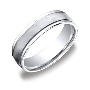 Cobalt 6mm Comfort Fit Round Edge Men's Wedding Band with Satin Center