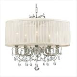 Brentwood Chandelier Finish/Shade/Crystal: Pewter/Antique White/Golden Teak Murano