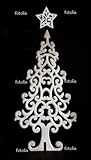 IMAGE OF Wallmonkeys Peel and Stick Wall Graphic - White Christmas Tree and Star Carved out of Wood - 72