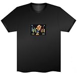 Advanced Technology Sound Reactive LED T-Shirt with Sound Sensory ALL Black w/ Colored Graphic
