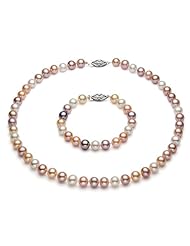 PremiumPearl AAA Quality Multicolor Freshwater Pearl Set 14K Gold