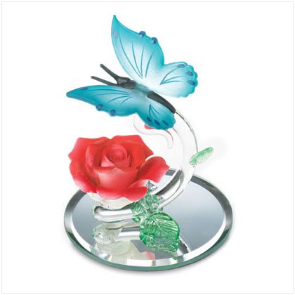 GLASS BUTTERFLY AND ROSE