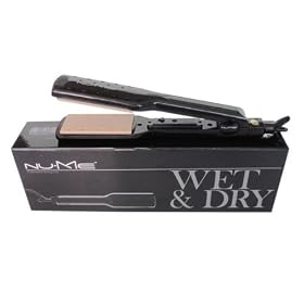 NuMe Wet & Dry Tourmaline Ceramic Black Flat Iron / Hair Straightener Dual Voltage 110v-240v