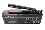 NuMe Wet & Dry Tourmaline Ceramic Black Flat Iron / Hair Straightener Dual Voltage 110v-240v