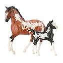 Pinto Mare and Foal - Blood Bay Overo and Black Overo