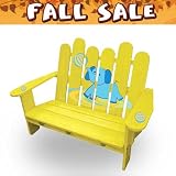 Lohasrus FALL Sale- Kids Patio Bench CC15024 - Non-toxic Yellow Painted Hardwood, Indoor / Outdoor, for ages 2 to 5, Plus Free Drawing Book