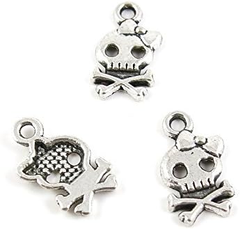 40 Pieces Wholesale Supplies Ancient Silver Fashion Jewelry Making Charms Findings W-13211 Skull Pendant Retro DIY Craft Alloys Lots Repair Jewellery Findings Accessoires