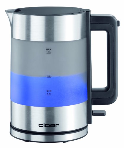 "Cloer 4019NA 1.7-Liter/Quart Illuminated Cordless Kettle, Brushed Aluminum/Black" "Cloer 4019NA 1.7-Liter/Quart Illuminated Cordless Kettle, Brushed Aluminum/Black"