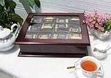 LARGE Fancy Tea Bag Chest Cabinet / Tea Bag Storage Box, Solid Wood, Mahogany Finish (TEA1-MA)