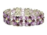 Purple Crystal Flower Stretch Bracelet Jewelry