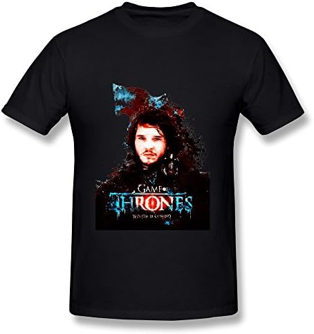 XUEJW Men's Thrones House Of Kit Harrington Cotton Round Collar T Shirt,XXL,Black