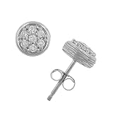 14 Stone Round Bead Set Diamond Stud Earrings Diamond .30ct