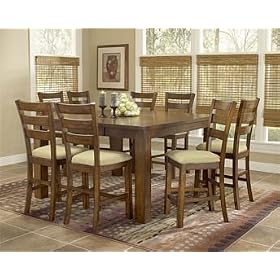 Hillsdale Hemstead Counter Height 9-Piece Dining Set, Dark Oak, Set Includes 1-Table and 8 Stools
