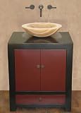 Luxexclusive Natural Stone Vessel Sink Bowl Fortuna-Cabinet-Small-BB. 26L'' x 22W'' x 30H'', Black/Black, wood
