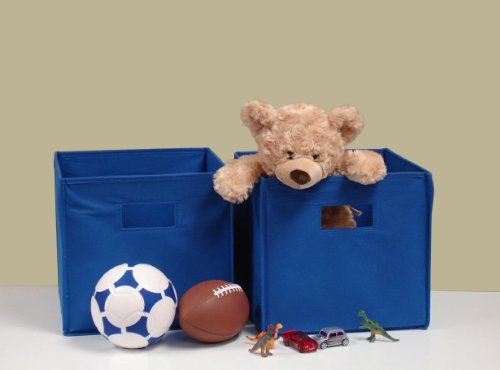 Sourcing Solutions 2-Piece Folding Storage Bins Set, Blue with Open Handles