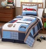 Pem America Cars Twin Quilt with Pillow Sham