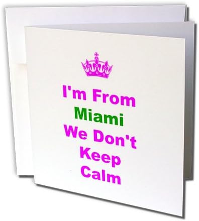 gc_180034_1 Xander Keep Calm quotes - dont keep calm, Miami, purple and green lettering on white background - Greeting Cards-6 Greeting Cards with envelopes