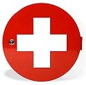 Present Time Medicine Cabinet, Red With White Cross, Round