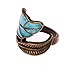 Vintage Boho Style Fashion Bronze & Blue Leaf Winding Wrap Finger Ring