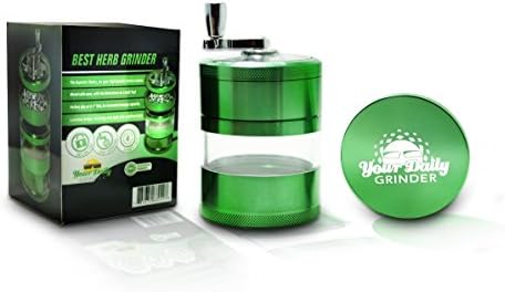 Best NEW Grinder-Herb Grinder,Spice Grinder, Coffee Grinder with New Crank for Easy Grinding, Large for Product Storage-GAURANTEED (Green)